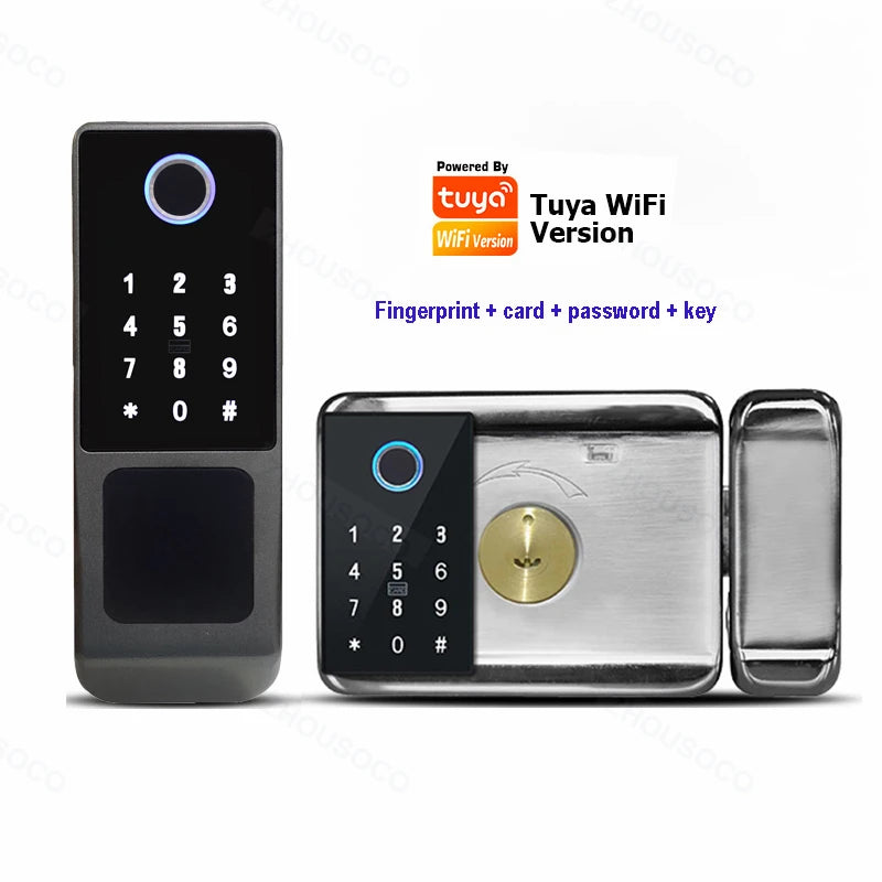 Smart Door Knob Fingerprint Door Lock Rechargeable Keyless Entry Door Lock with Keys TUYA App Control for Bedrooms Cloakroom