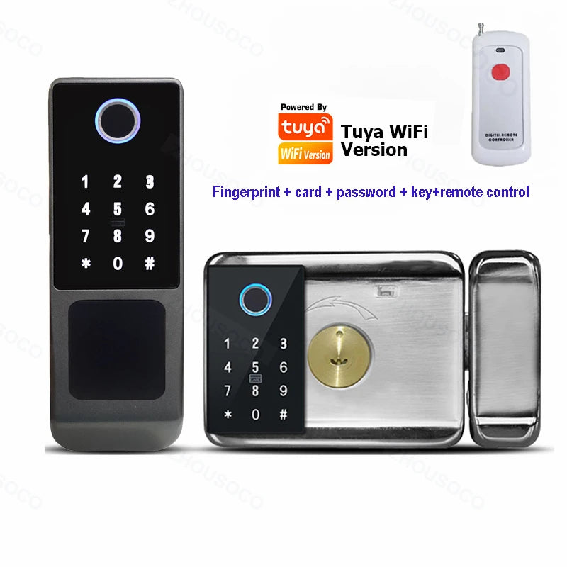 Smart Door Knob Fingerprint Door Lock Rechargeable Keyless Entry Door Lock with Keys TUYA App Control for Bedrooms Cloakroom