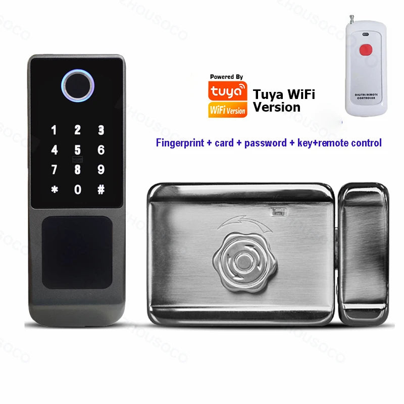Smart Door Knob Fingerprint Door Lock Rechargeable Keyless Entry Door Lock with Keys TUYA App Control for Bedrooms Cloakroom