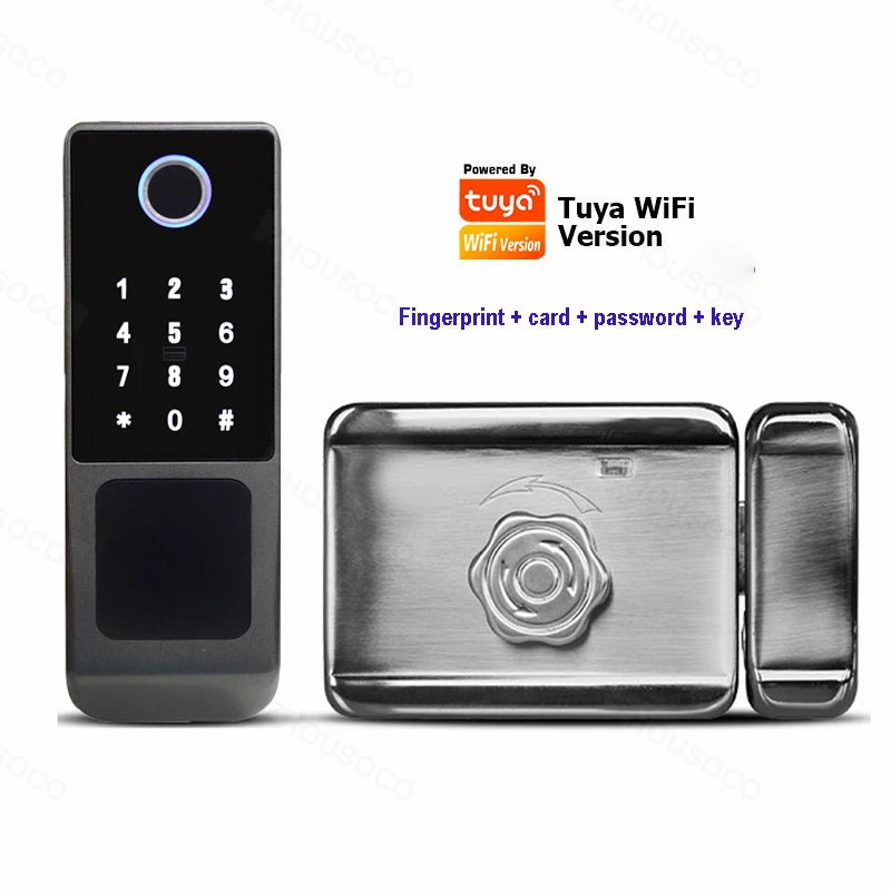 Smart Door Knob Fingerprint Door Lock Rechargeable Keyless Entry Door Lock with Keys TUYA App Control for Bedrooms Cloakroom