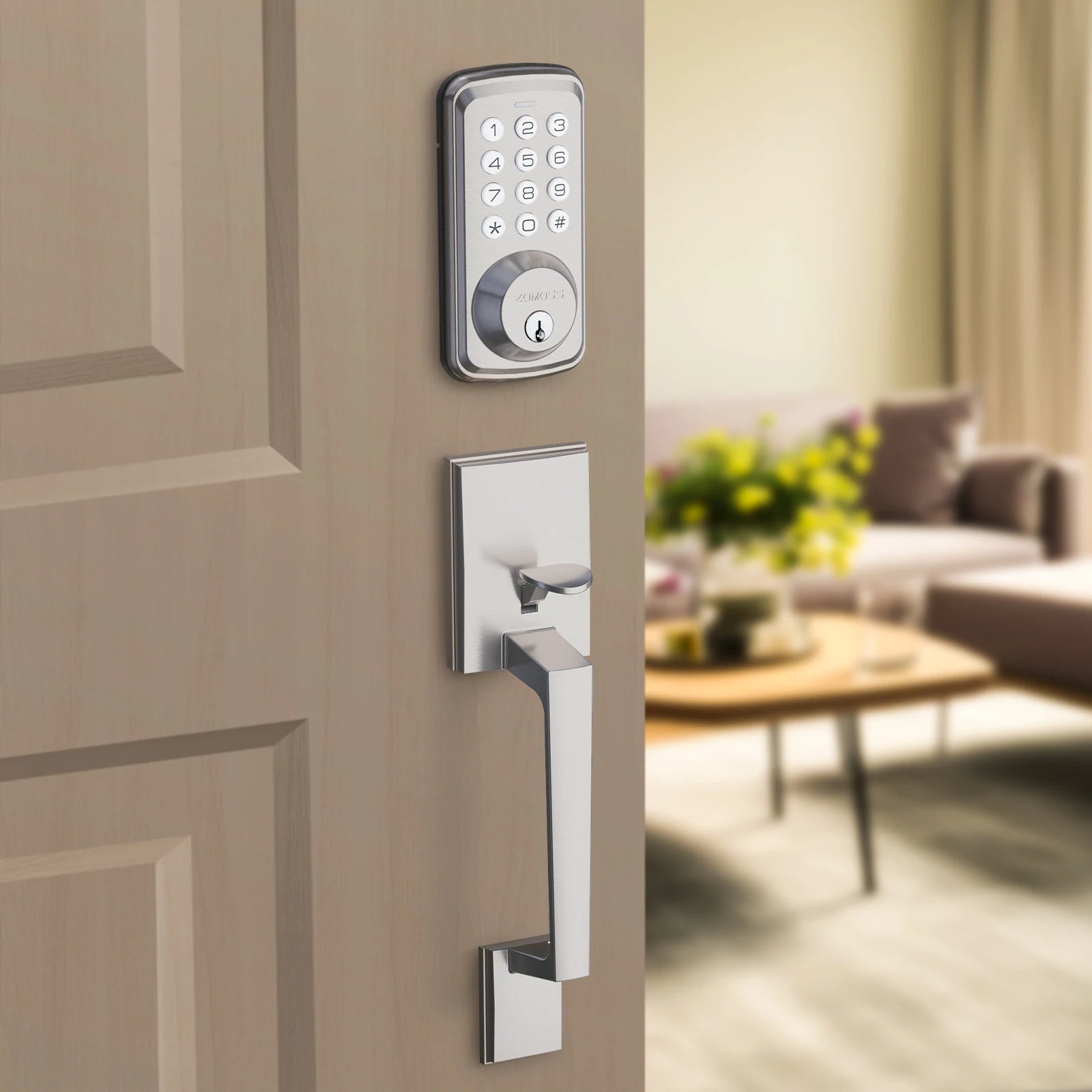 ZOMOSS Smart Keypad Door Lock Set -Two-Door Knob Touch Fingerprint Password Lock-Keyless Entry Door Lock, Keyed Entry